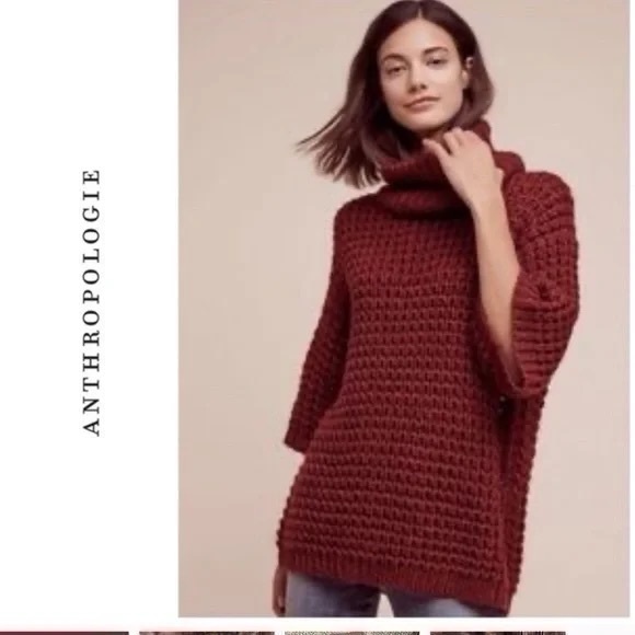 Plenty by Tracy Reese for Anthropologie burgundy chunky knit sweater - Picture 1 of 3